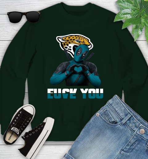 NHL Jacksonville Jaguars Deadpool Love You Fuck You Football Sports Youth Sweatshirt 9