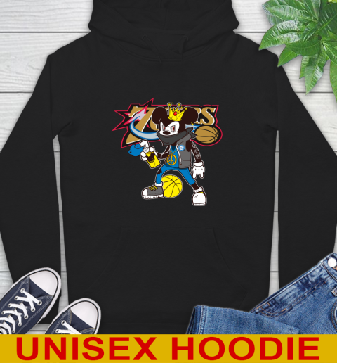 Philadelphia 76ers NBA Basketball Mickey Peace Sign Sports Hoodie 2