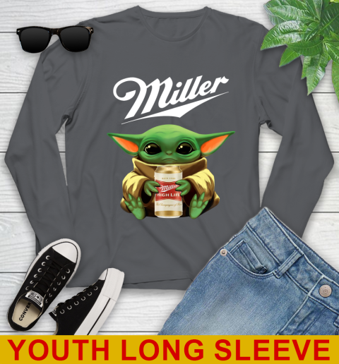 Star Wars Baby Yoda Hugs Miller High Life Beer Shirt 130