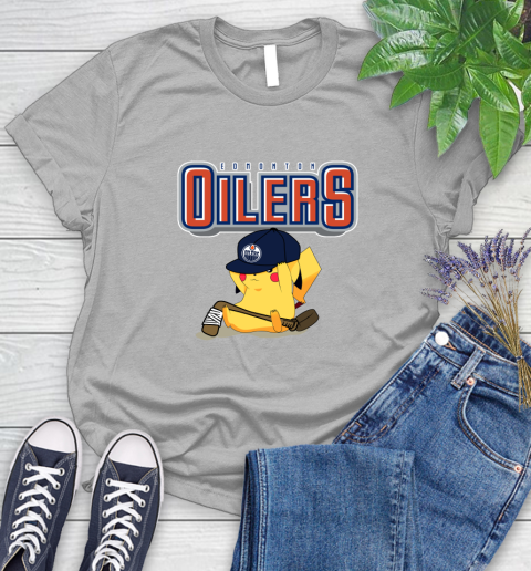 NHL Pikachu Hockey Sports Edmonton Oilers Women's T-Shirt 5