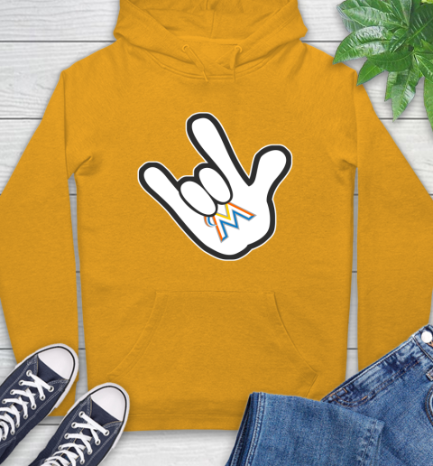 Miami Marlins MLB Baseball Mickey Rock Hand Disney Hoodie 3