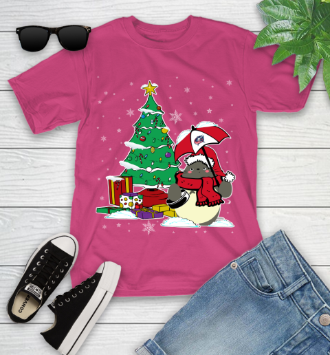 Columbus Blue Jackets NHL Hockey Cute Tonari No Totoro Christmas Sports Youth T-Shirt 11