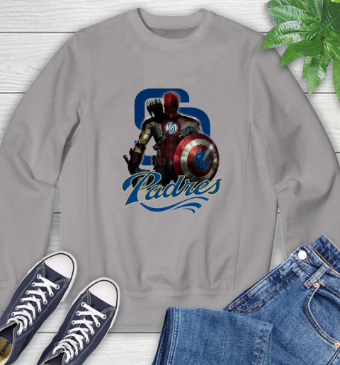 MLB Captain America Thor Spider Man Hawkeye Avengers Endgame Baseball San Diego Padres Sweatshirt 5