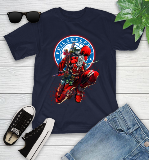 NBA Deadpool Marvel Comics Sports Basketball Philadelphia 76ers Youth T-Shirt 3