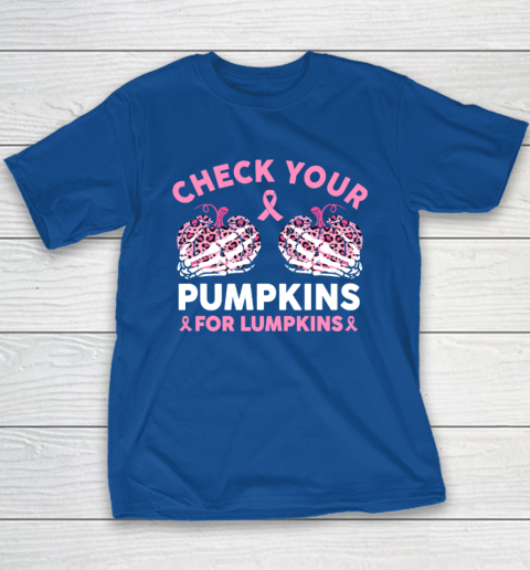 Check Your Pumpkins Breast Cancer Awareness Halloween Youth T-Shirt 6