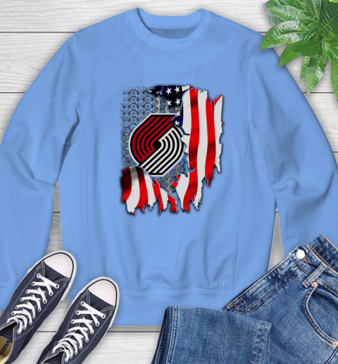 Portland Trail Blazers NBA Basketball American Flag Sweatshirt 11
