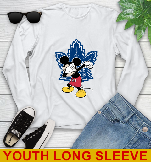Toronto Maple Leafs NHL Hockey Dabbing Mickey Disney Sports Youth Long Sleeve