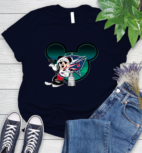 NHL Columbus Blue Jackets Stanley Cup Mickey Mouse Disney Hockey T Shirt Women's T-Shirt 3