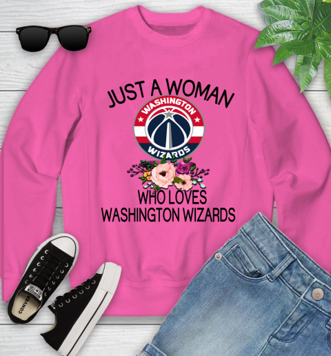 NBA Just A Woman Who Loves Washington Wizards Basketball Sports Youth Sweatshirt 3