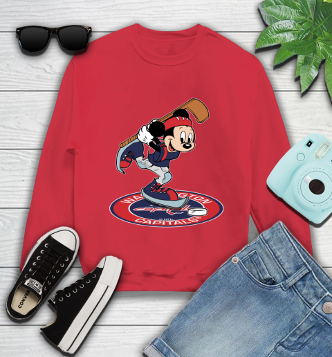 NHL Hockey Washington Capitals Cheerful Mickey Disney Shirt Youth Sweatshirt 8
