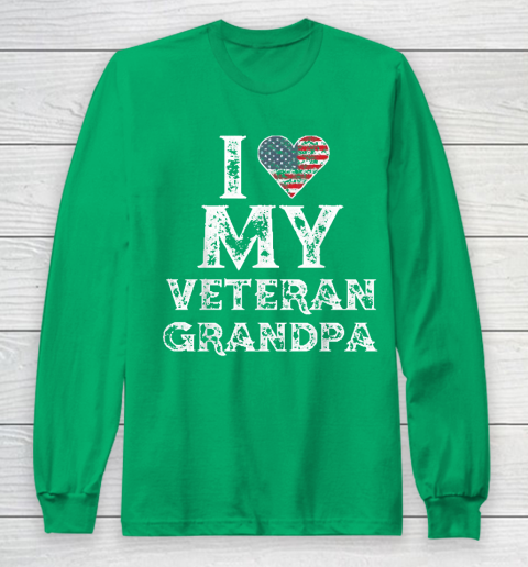 I Love My Veteran Grandpa Vintage Veteran's Day Long Sleeve T-Shirt 4
