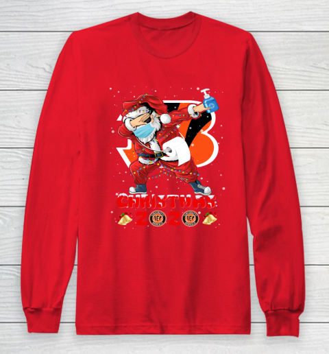 Cincinnati Bengals Funny Santa Claus Dabbing Christmas 2020 NFL Long Sleeve T-Shirt 7