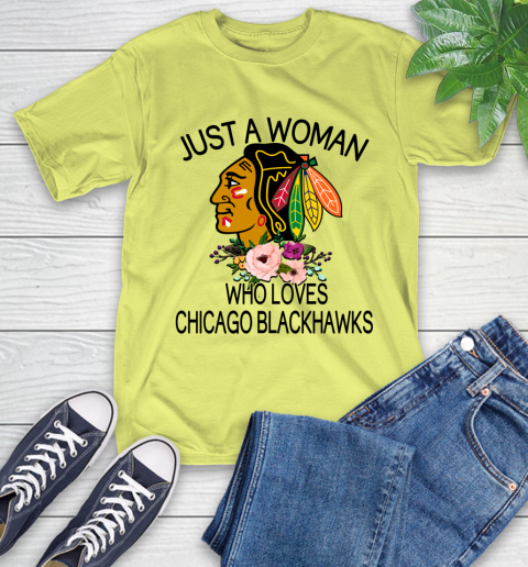 NHL Just A Woman Who Loves Chicago Blackhawks Hockey Sports T-Shirt 8