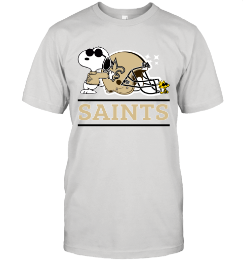 The New Orleans Saints Joe Cool And Woodstock Snoopy Mashup Unisex Jersey Tee