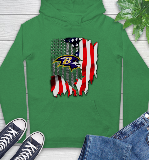Baltimore Ravens NFL Football American Flag Hoodie 8