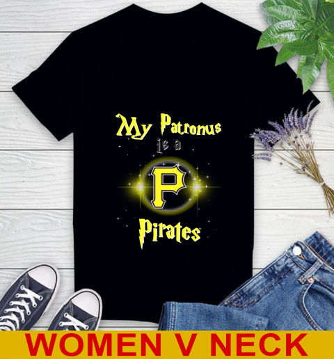 MLB Baseball Harry Potter My Patronus Is A Pittsburgh Pirates Women's V-Neck T-Shirt