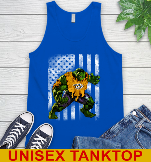 Nashville Predators Hulk Marvel Avengers NHL Hockey American Flag Tank Top 4
