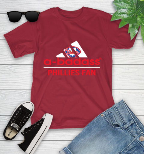 MLB A Badass Philadelphia Phillies Fan Adidas Baseball Sports Youth T-Shirt 14