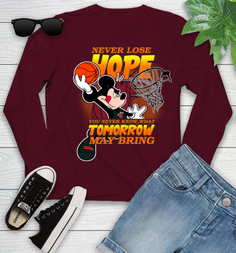 Miami Heat NBA Basketball Mickey Disney Never Lose Hope Youth Long Sleeve 6
