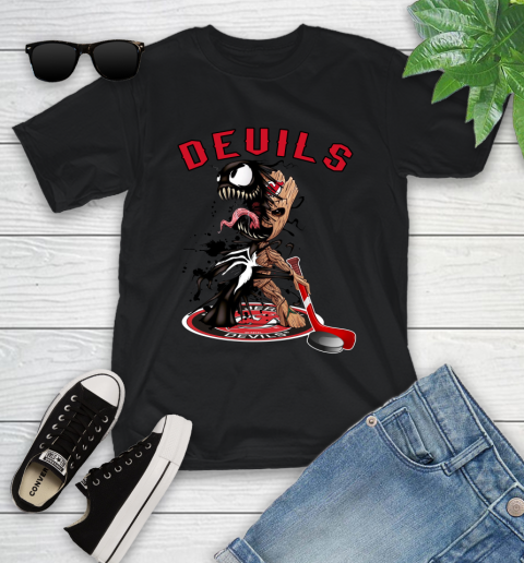 NHL New Jersey Devils Hockey Venom Groot Guardians Of The Galaxy Youth T-Shirt 2