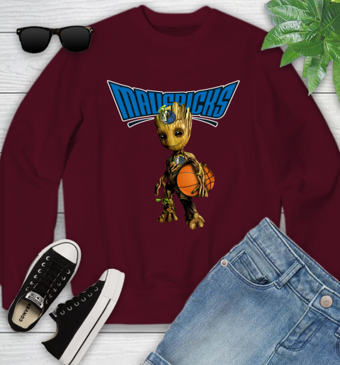 Dallas Mavericks NBA Basketball Groot Marvel Guardians Of The Galaxy Youth Sweatshirt 5