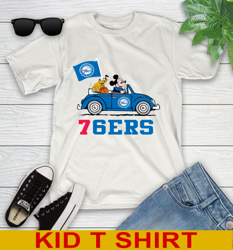 NBA Basketball Philadelphia 76ers Pluto Mickey Driving Disney Shirt Youth T-Shirt