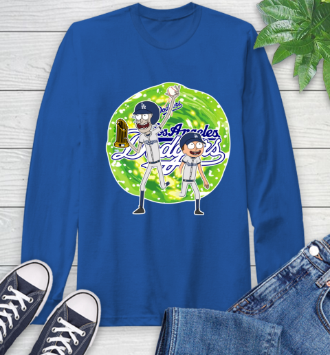 MLB Los Angeles Dodgers Rick And Morty Commissioner's Trophy Baseball Sports Long Sleeve T-Shirt 9