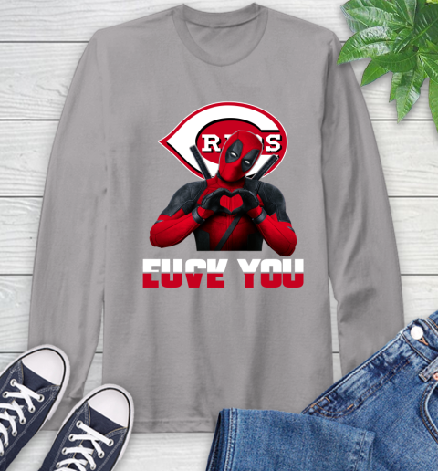 MLB Cincinnati Reds Deadpool Love You Fuck You Baseball Sports Long Sleeve T-Shirt 6