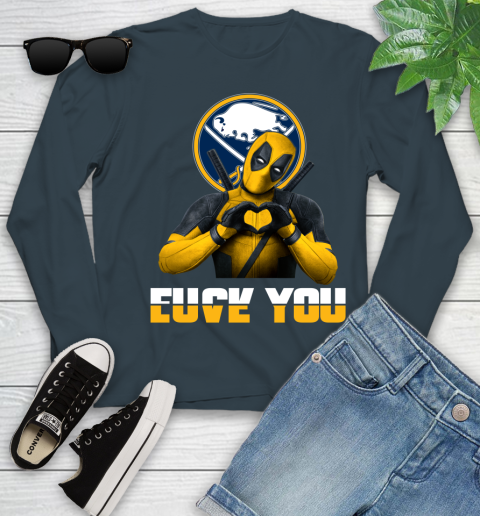NHL Buffalo Sabres Deadpool Love You Fuck You Hockey Sports Youth Long Sleeve 9