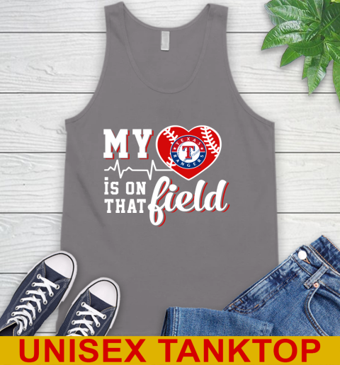 MLB My Heart Is On That Field Baseball Sports Texas Rangers Tank Top 6
