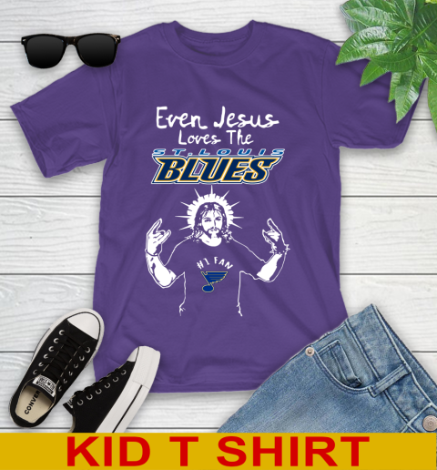St.Louis Blues NHL Hockey Even Jesus Loves The Blues Shirt Youth T-Shirt 3