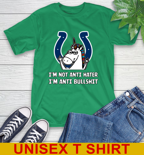 Indianapolis Colts NFL Football Unicorn I'm Not Anti Hater I'm Anti Bullshit T-Shirt 7