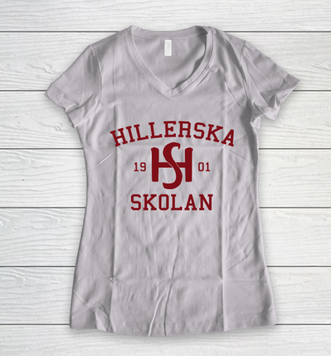Hillerska Grey  Young Royals Hillerska School Women's V-Neck T-Shirt
