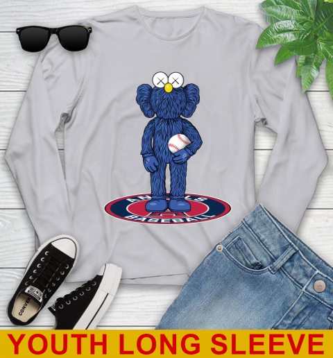 MLB Baseball Los Angeles Angels Kaws Bff Blue Figure Shirt Youth Long Sleeve 6