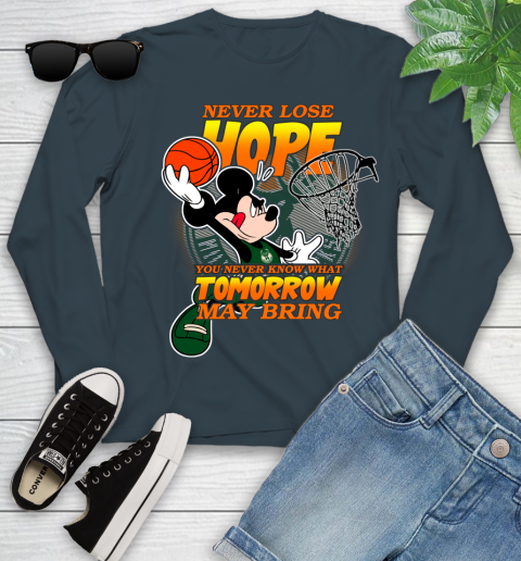 Milwaukee Bucks NBA Basketball Mickey Disney Never Lose Hope Youth Long Sleeve 9