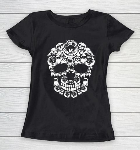 Pug Dog Shirt Halloween Skull Costumes Gift Women's T-Shirt