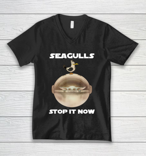 Seagulls Stop It Now Funny V-Neck T-Shirt