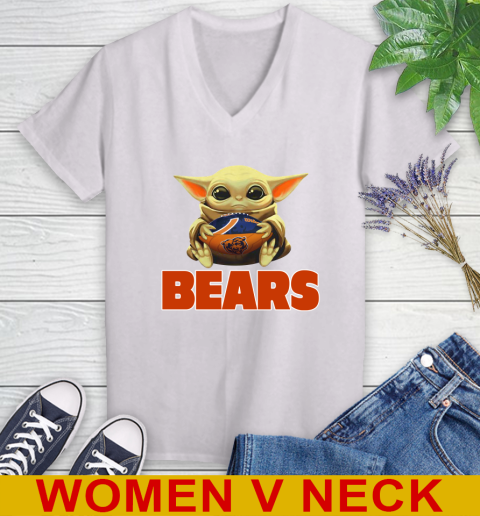 NFL Football Chicago Bears Baby Yoda Star Wars Shirt Women's V-Neck T-Shirt