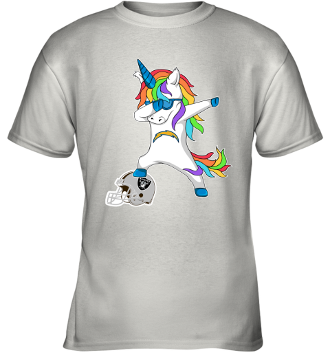 Football Dabbing Unicorn Steps On Helmet Los Angeles Chargers Youth T-Shirt
