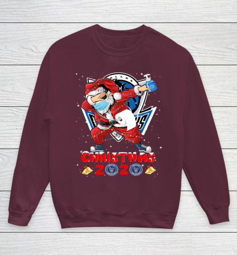 Dallas Mavericks Funny Santa Claus Dabbing Christmas 2020 NBA Youth Sweatshirt 4