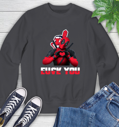 MLB Cleveland Indians Deadpool Love You Fuck You Baseball Sports Sweatshirt 6