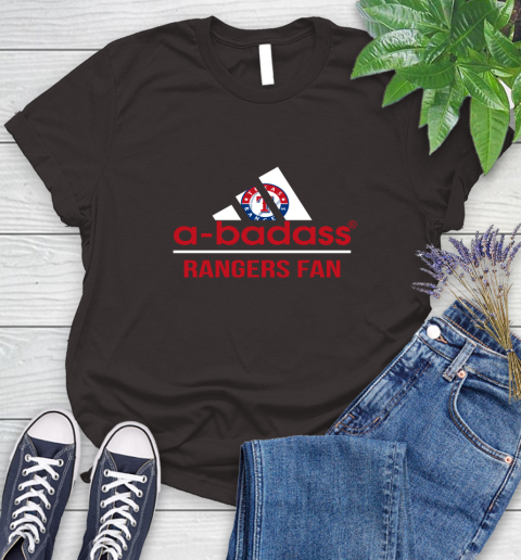 MLB A Badass Texas Rangers Fan Adidas Baseball Sports Women's T-Shirt 11
