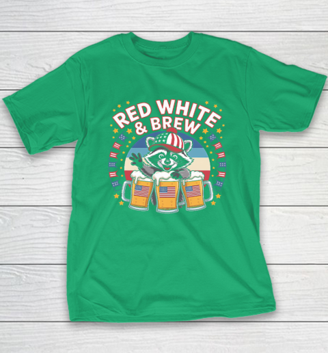 Funny Raccoon red white and brew Independence Day 4th of July Youth T-Shirt 4