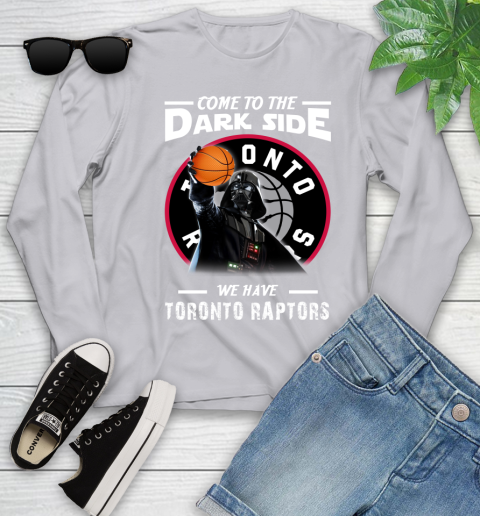 NBA Come To The Dark Side We Have Toronto Raptors Star Wars Darth Vader Basketball Youth Long Sleeve 5