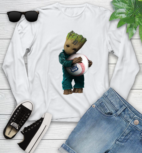 MLB Groot Guardians Of The Galaxy Baseball Sports Detroit Tigers Youth Long Sleeve
