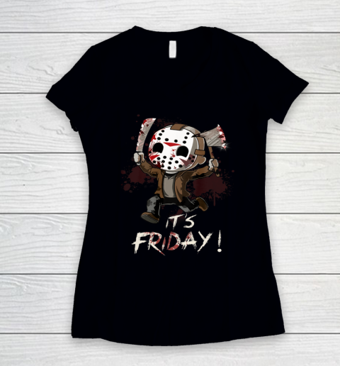 Funny Friday 13th Jason Funny Halloween Horror Women's V-Neck T-Shirt