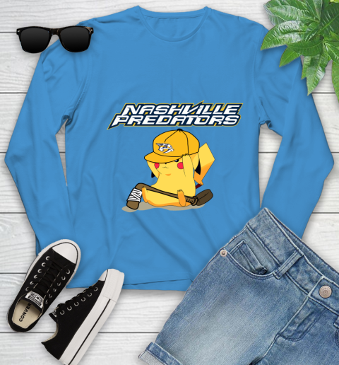 NHL Pikachu Hockey Sports Nashville Predators Youth Long Sleeve 7