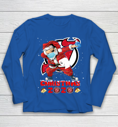 New Jersey Devils Funny Santa Claus Dabbing Christmas 2020 NHL Youth Long Sleeve 7