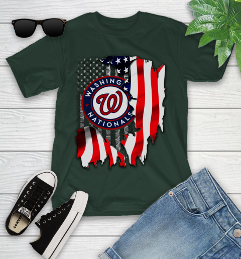 Washington Nationals MLB Baseball American Flag Youth T-Shirt 5