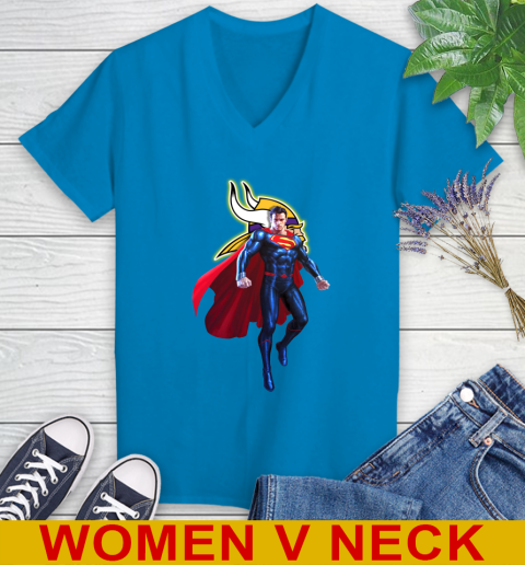NFL Superman DC Sports Football Minnesota Vikings Women's V-Neck T-Shirt 8